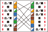 FXB ： 1000BASE-T 568B基準[ IEEE 802.3ab ]